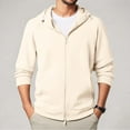 thumbnail image 2 of Fleece Hoodies for Men Zip Up Sweatshirt Fleece Jackets Beige XXXXL, 2 of 6