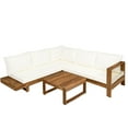 thumbnail image 2 of Christopher Knight Home Rustic 4-Piece Sectional Patio Sofa Set, L-Shaped Sofa with Ottoman and Coffee Table, Beige, 2 of 5