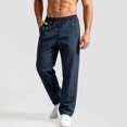 thumbnail image 7 of Men's Casual Pants Drawstring Elastic Waist Chino Pants Straight Leg Slacks Cotton Twill Trousers with Pockets,twill chino pants Blue XXXL, 7 of 7