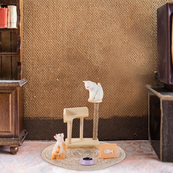 Milisten 1 Set Tiny Cat Figurines Cat Miniature Furniture Scene Plastic Assorted Color for Pretend Play