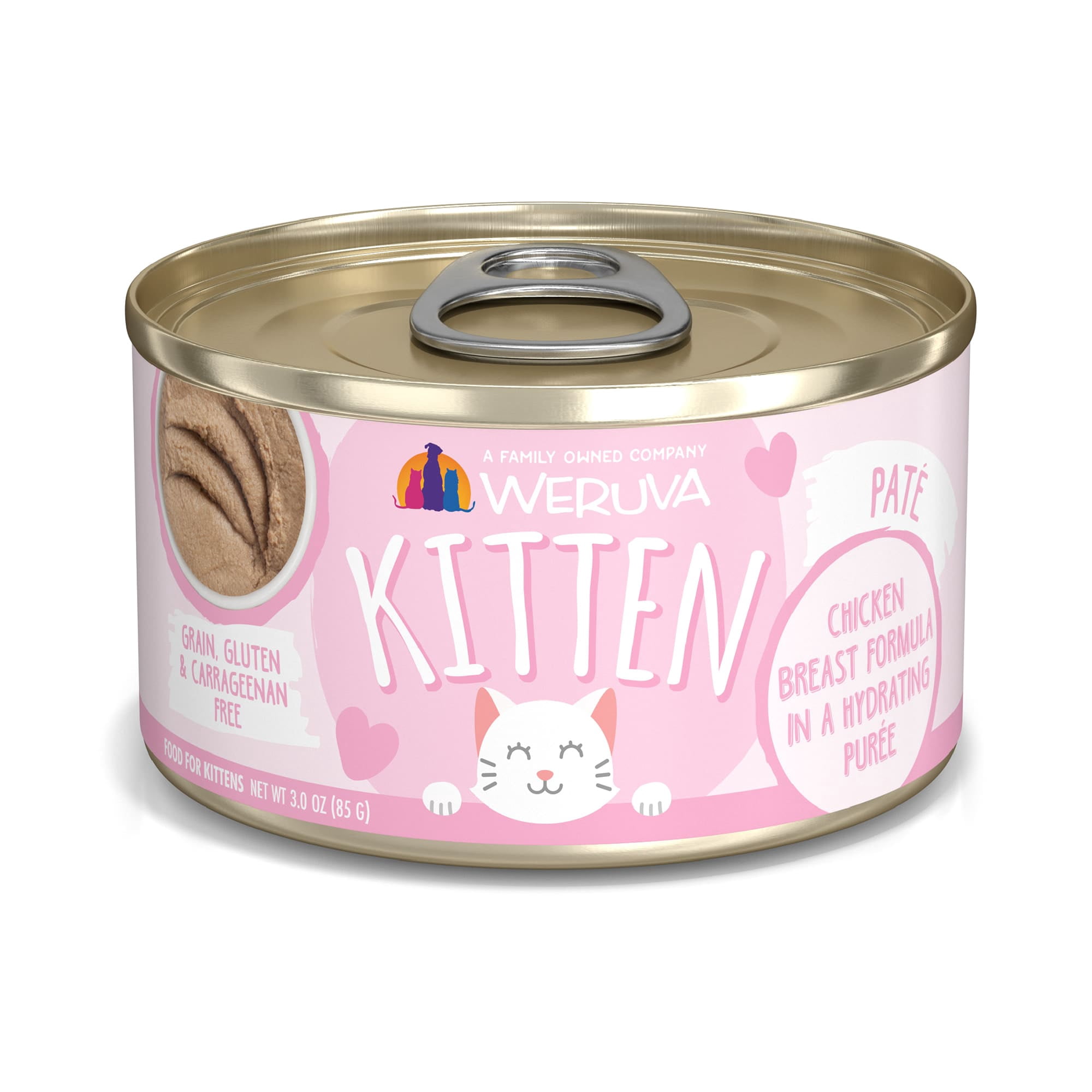 Weruva Kitten Pate Chicken Breast Formula in a Hydrating Puree Wet Cat Food, 3 oz., Case of 12