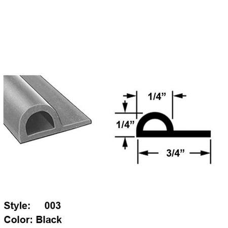 

High Temperature Hollow Rubber Flange Mount Seal Style 003 - Ht. 1/4 x O all Wd. 3/4 - Black - 5 ft long