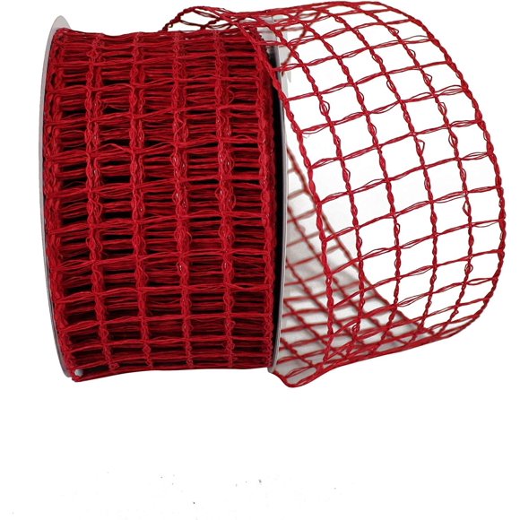 Ruban à Bordure Câblée en Maille Métallique Premium Nature, 4 Pouces X 25 Yards, Rouge pour Améliorer Votre Expérience
