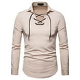 thumbnail image 2 of Lilgiuy Men Lace Slim Fit Solid Long Sleeve Turndown Pullover Shirts Tops Blouse, 2 of 6