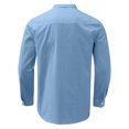 thumbnail image 5 of Mens Casual Button Down Shirts Cotton Linen Hawaii Solid Color Stank Long Sleeve Loose Beach Tops Holiday Wear, 5 of 6