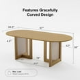 thumbnail image 6 of MAYEERTY Wood Oval Dining Table, Mid-Century Modern Dining Table with Rattan Legs, 67"x33.5"x30", Wood Color, 6 of 9