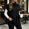 thumbnail image 5 of Tbopshirt Women Sleeveless Sweater Vest Turtleneck Oversized Pullover Sweaters with Front Pockets for Fall Winter Casual Outfit Going Out Knit Tops, 5 of 8