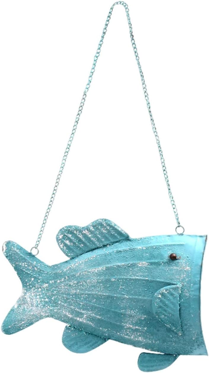 DURHF Support de Fleurs Suspendu Rustique avec Ornement de Poisson Nautique