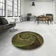thumbnail image 4 of Ahgly Company Machine Washable Indoor Round Transitional Dark Yellow Green Area Rugs, 7' Round, 4 of 7