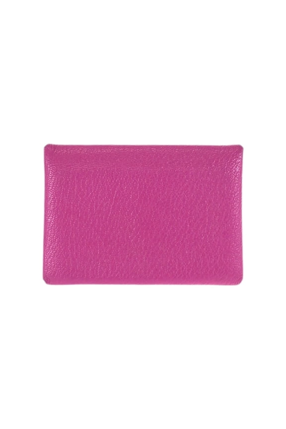 Pre-Owned HERMES Calvi Duo Rose Purple Pink Gold Hardware Chevre Leather Business Card...