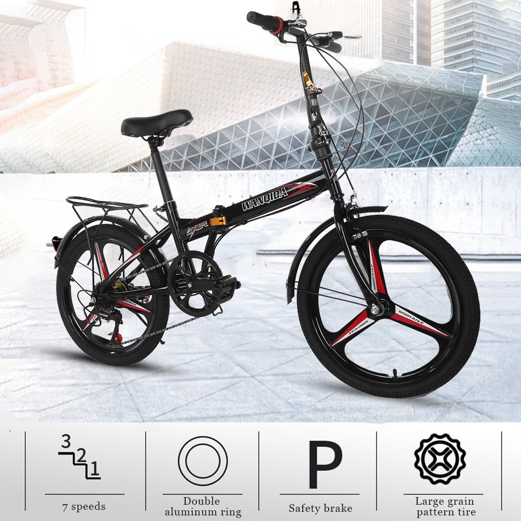 20" 7 Speed ​​City Folding Compact Bike Duble Disc Brake Bicycle Urban Commuters 