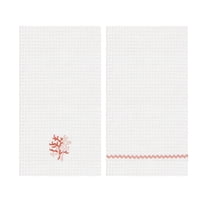 Coral Waffle Weave Kitchen Towel Set of 2
