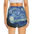 thumbnail image 2 of Lsque The Starry Night Printed Women's Running Shorts with Liner Pockets,Elastic Quick Dry Workout Athletic Gym Yoga Shorts,Womens High Waist Shorts-, 2 of 9