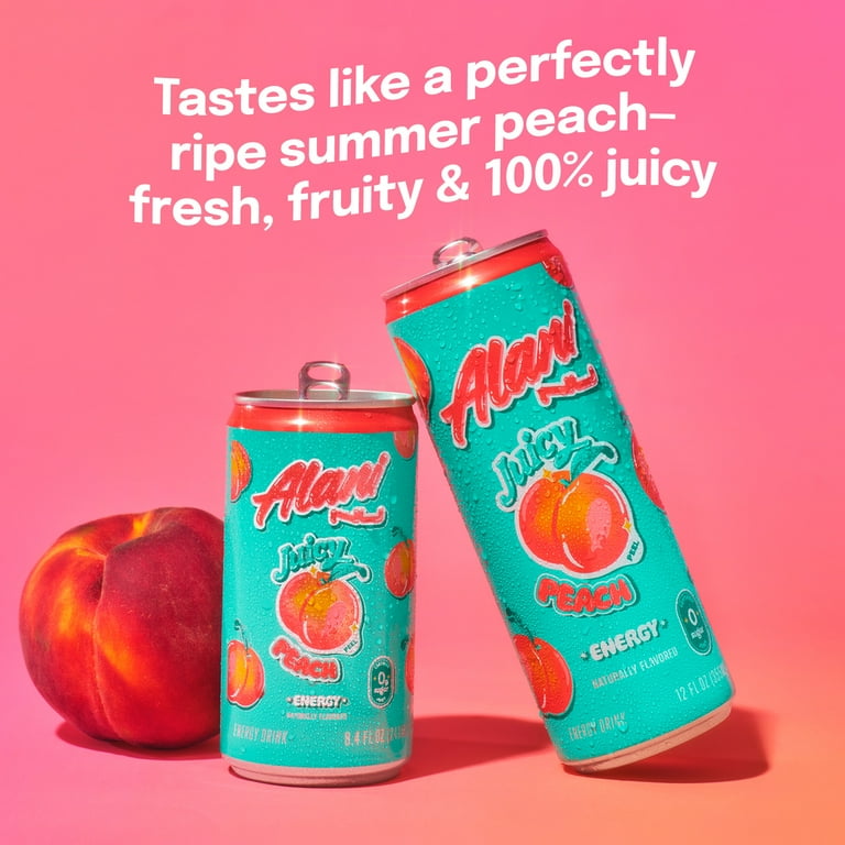 Alani Nu Sugar Free Energy Drink Mini, Juicy Peach, 8.4 fl oz, 4