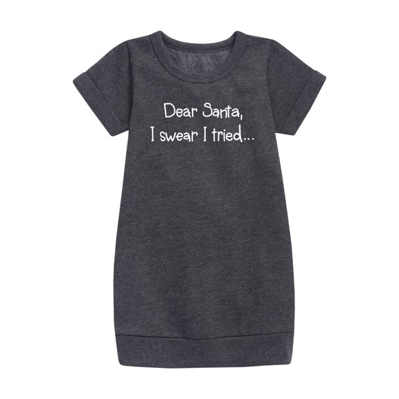 Instant Message - Santa I Tried - Toddler & Youth Girls Fleece Dress