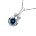 thumbnail image 3 of Mauli Jewels Engagement Necklace for Women 1/2 Carat Single Knot Blue Diamond Pendant 4 prongs 14K White Gold With 18'' Chain|Silver Chain, 3 of 7