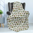 thumbnail image 4 of Mexican Soft Flannel Fleece Throw Blanket, Traditional Day of the Dead Inspired Sugar Skulls with Colorful Flowers, Cozy Plush for Indoor and Outdoor Use, 60" x 80", Multicolor, by Ambesonne, 4 of 5