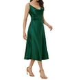 thumbnail image 4 of INSPIRE CHIC Spaghetti Strap Satin Dress for Women's Cowl Neck Cocktail Party Sleeveless Dresses XS Dark Green, 4 of 5