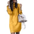 thumbnail image 1 of Fashnice Robe Tricotée pour Femmes Couleur Unie Min Manches Longues Chandail Décontracté Chaud Hauts Jaune m, 1 of 2