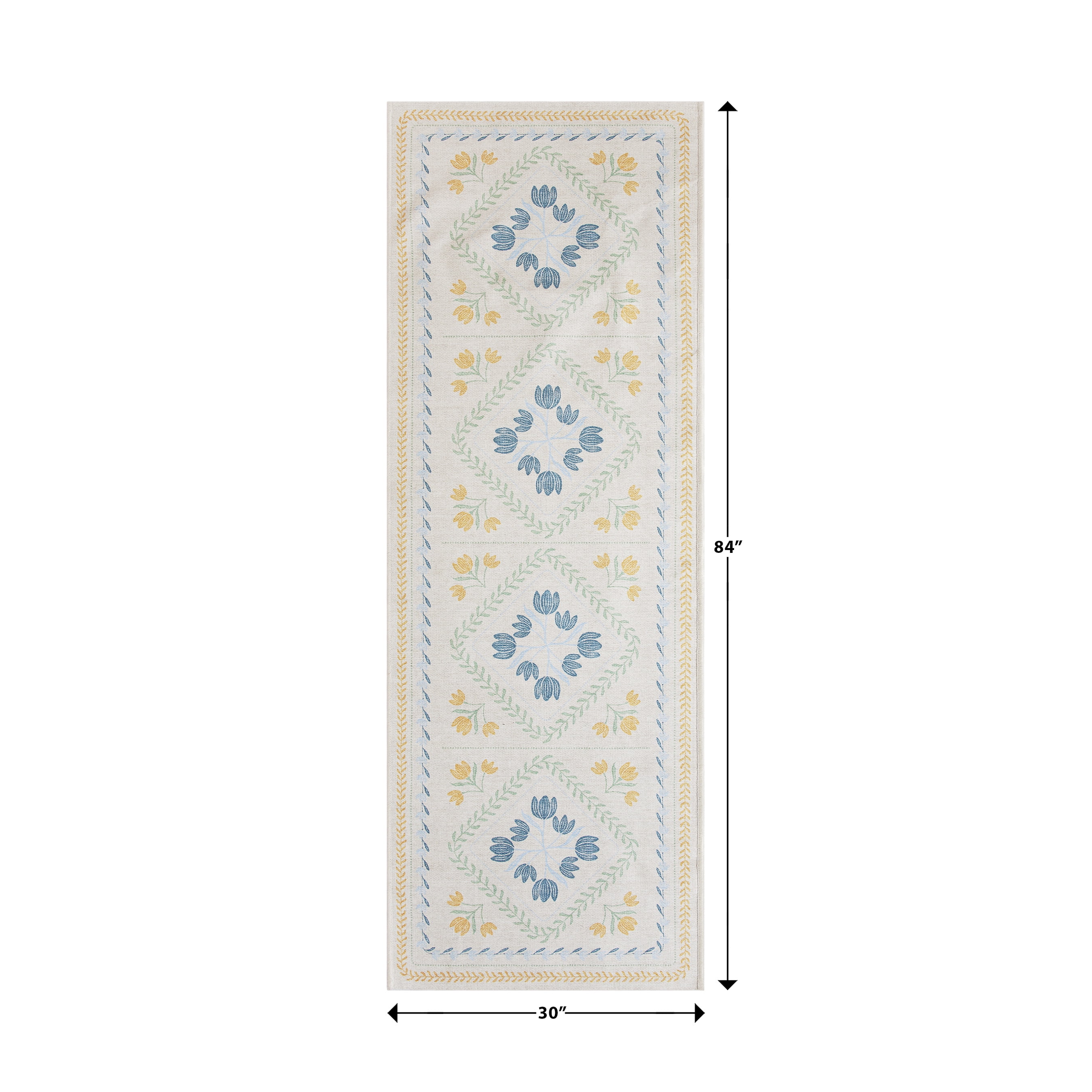 Better Homes & Gardens Blue & Yellow Soliel Floral 30" x 84" Runner Rug