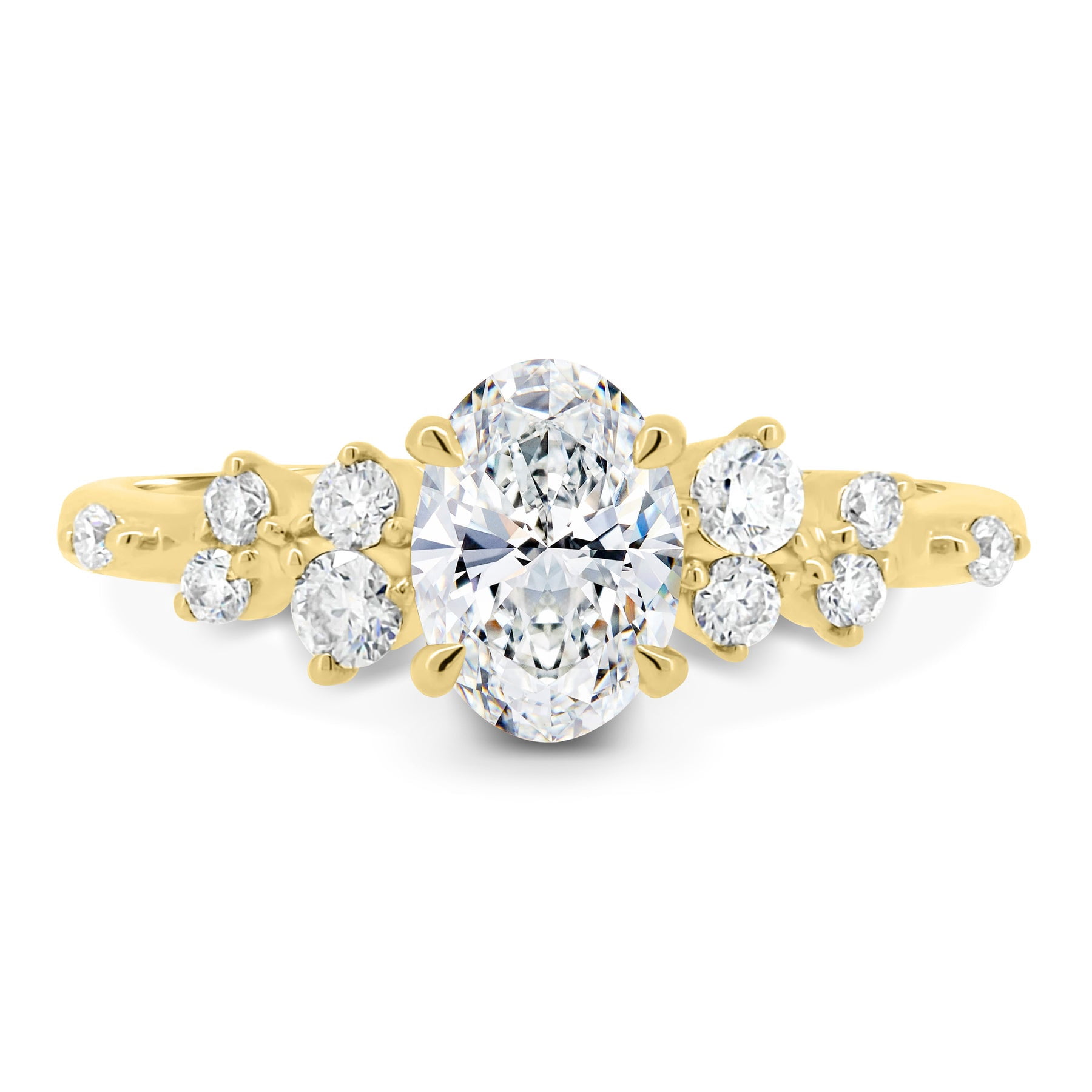 ESTE ORIGIN 1.25ct Oval Moissanite Engagement Ring with Accent Stones – 18K Yellow Gold Promise Ring for Women, US 6.5.