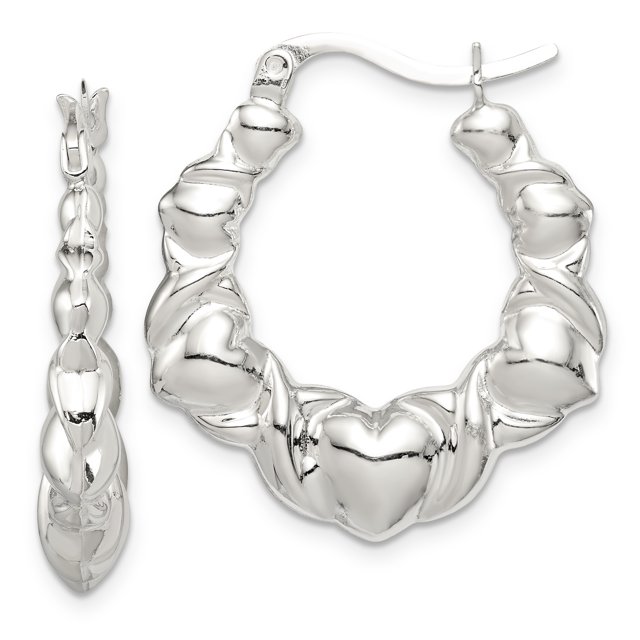 925 Sterling Silver Heart Hoop Earrings Love