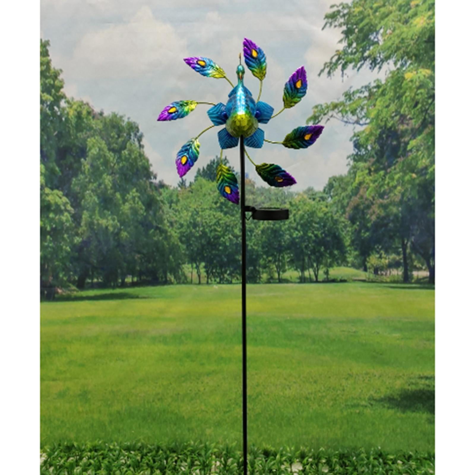 Solar Wind Metal Garden Stake Outdoor Decorative Wind Sculpture for Yard Pathway Lawn Patio Porch Plants Decor