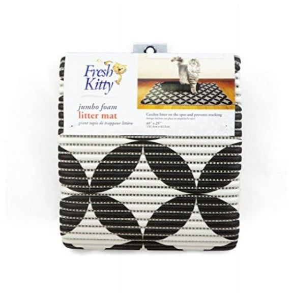fresh kitty soft jumbo foam easy clean litter trapping mat for pet cat litter box, grey & black