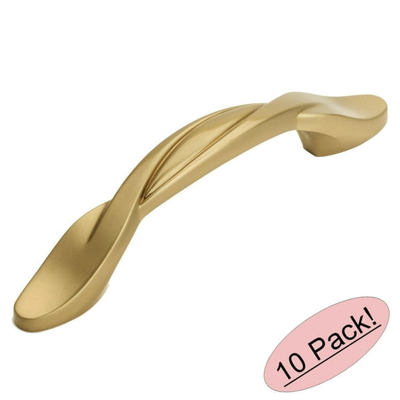 Cosmas 9009GC Gold Champagne Twist Cabinet Hardware Handle Pull - 3" Inch (76mm) Hole Centers - 10 Pack