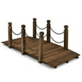 thumbnail image 1 of Gymax 5 ft Wooden Garden Bridge Arc Footbridge Stained Finish Walkway w/Rails, 1 of 10