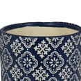 thumbnail image 4 of Juego de 3 macetas Benzara de cerámica azul y blanca con estampado floral, 4 of 6