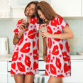 thumbnail image 4 of Fotbe Lips Kiss Bata de Dormir para Mujer con Estampado, Camisón de Algodón de Manga Corta, Ropa de Dormir Casual, 4 of 6
