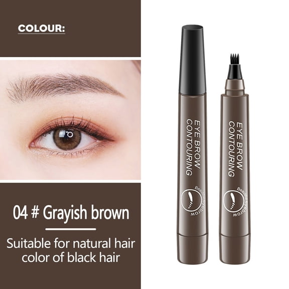 Four-head Water Eyebrow Pencil,2026 New Magic Waterproof Brow Pen, Eye Brow Contouring Pen, Fine Stroke Microblading Eyebrow Contouring Pen Waterproof 4 Tipped Precise Brow Pen(Gray)