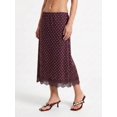 thumbnail image 5 of Brown Womens Summer Long Skirt With White Polka Dot Print And Lace Trim Hem Casual Party Skirt, 5 of 7