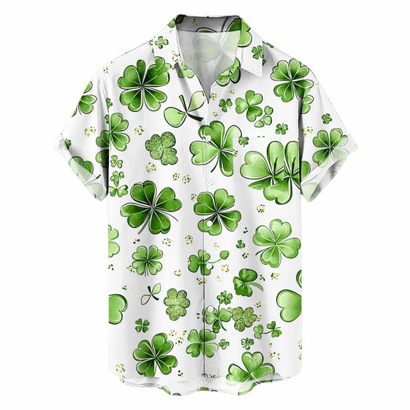 Betivan Men's St. Patrick's Day Printed Shirt Turndown Collar Button Short Sleeved Summer Spring Festive Casual Daily Holiday Parade Celebration Leisure Top