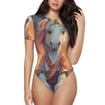 thumbnail image 2 of Fotbe Starry Sky Cute Horse Women's Crew Neck Short Sleeves Bodysuit Tops Round Neck Slim Sleeveless Soft Comfortable Basic-Large, 2 of 7