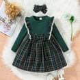 thumbnail image 5 of AWZXDE Girls Christmas Plaid Dress with Bow Puff Sleeve A-Line Winter Holiday Party Dress for Toddler Kids Long Sleeve Mini Dress for Xmas Photo Outfit Green,6-7 Years, 5 of 9