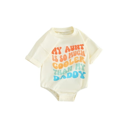 

Mioliknya Baby Girls Boys Short Sleeve Crew Neck Letter Print Casual Romper