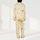 thumbnail image 5 of Soft Pjs Set Nuevos Pijamas Estampados Manga Larga Con Aberturas Pantalones Irregulares Trajes Sueltos Wo (M) Amarillo, 5 of 9