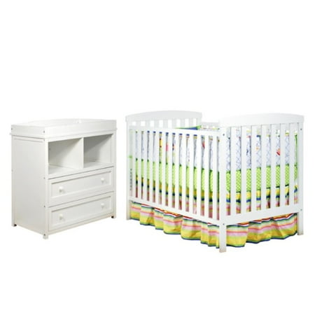Athena Leila 2 Piece Convertible Crib Set In White Walmart Com