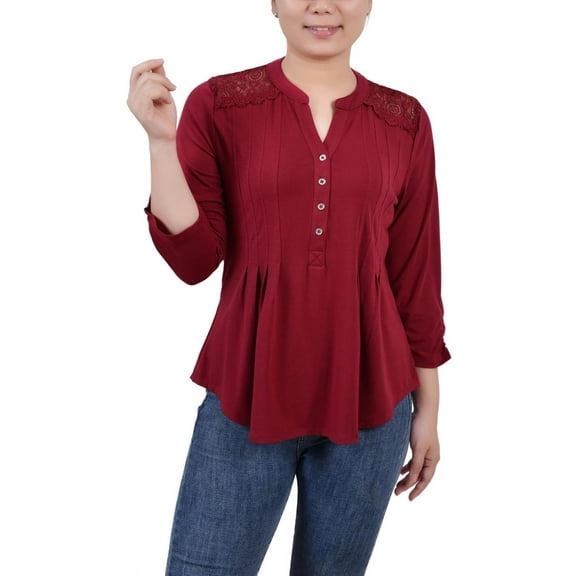 NY Collection Womens Petites Pintuck Pullover Top