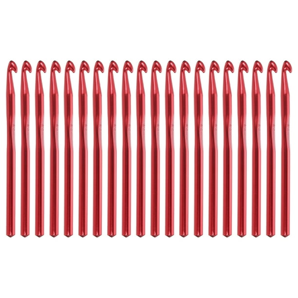 REGALWOVEN 20Pcs Aguja de Crochet de Aluminio 8mm Agujas de Tejer para Manualidades de Hilo Rojo