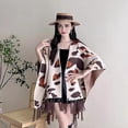 thumbnail image 2 of Women's Shawl Wrap with Tassel Open Front Retro Poncho Cape for Fall Winter (Beige), 2 of 6