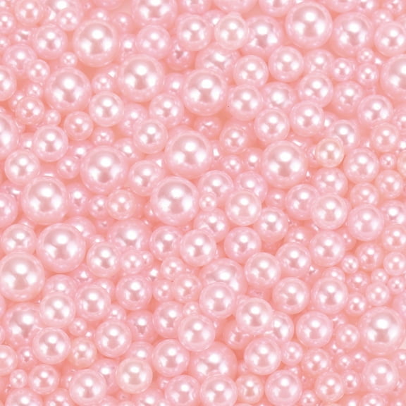 Uxcell 800 Pcs Faux Pearl for Crafting 0.12''-0.31'' No Hole ABS Round Pearls for Vase Fillers Light Pink