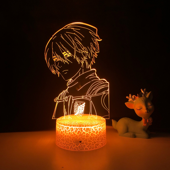 Cozybedin 3D Anime Character Night Light Illusion Lamp Remote Control Figurine from Attack Anime Led Lights Room --- B4（Crack Seat）