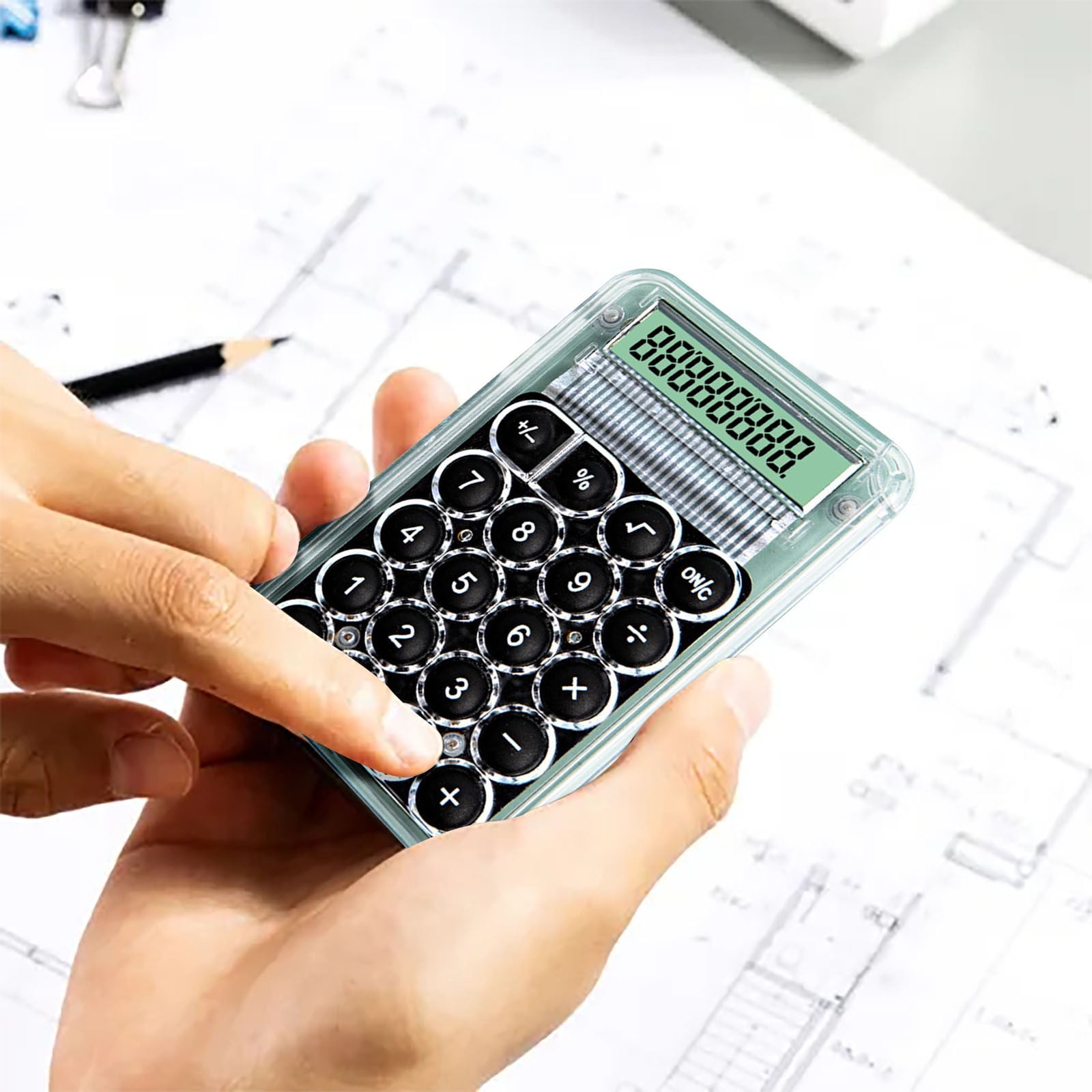 2-6Pcs 3x2 Inch Back-to-School Supplies Calculator Mechanical Switch Calculator Desktop 8 Digits - with Big Buttons LCD Display for School Home Office, Handheld Mechanical Calculator for Students