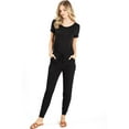 thumbnail image 3 of Pink Ice Women's Juniors Stretchy Short Sleeve Slim Fit Jumpsuit USA Made (Black, L), 3 of 4