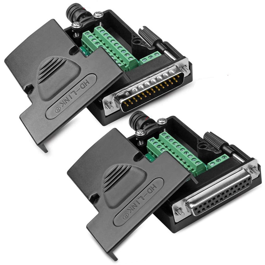 ANMBEST 2PCS DB25 Solderless Connector, RS232 DSUB Serial to 25pin