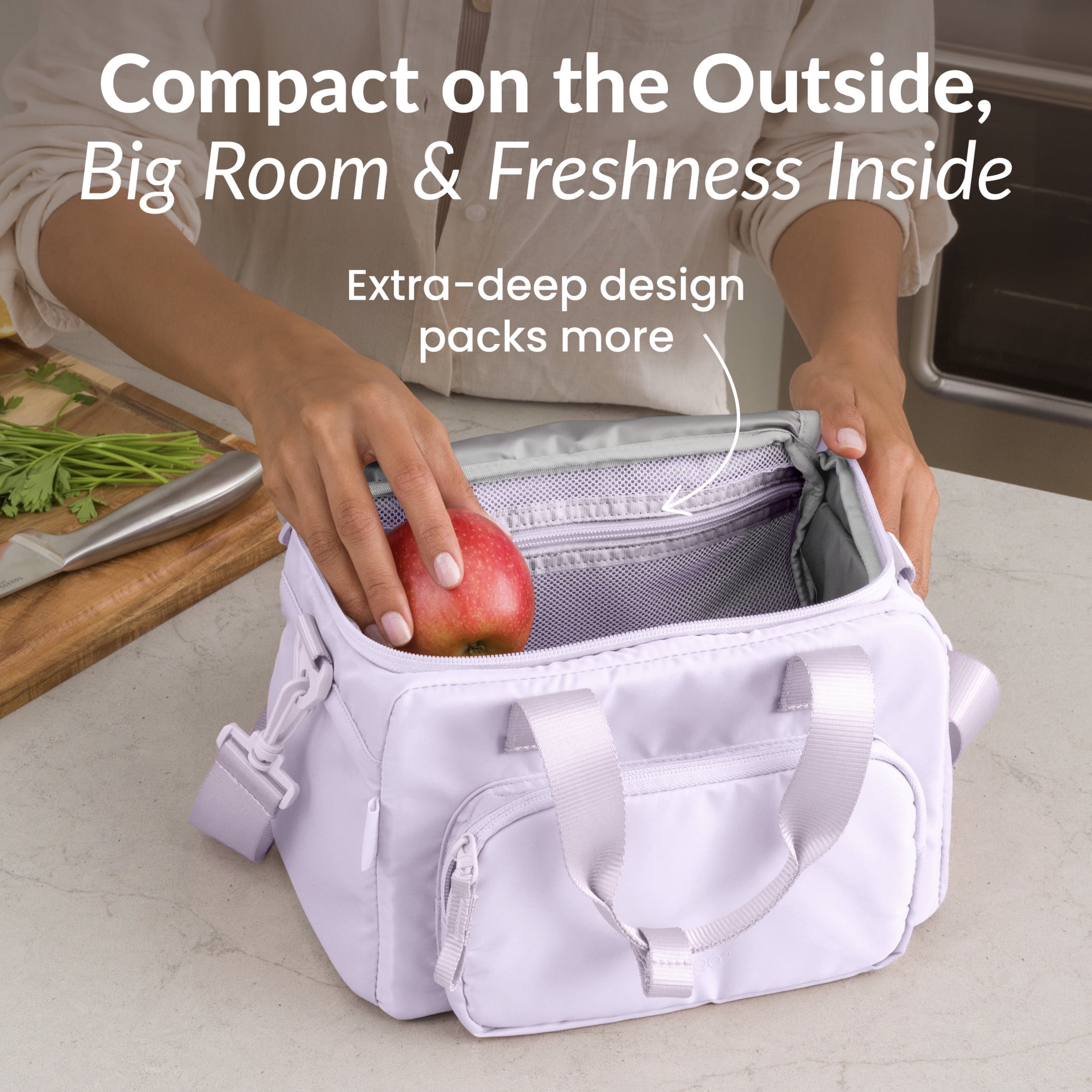 Bentgo Insulated Lunch Bag – Extra-Large Capacity Adult Lunch Bag with Shoulder Strap and External Storage Compartment, Durable, Lightweight, Ideal for Work, School, & Meals On the Go (Lavender)