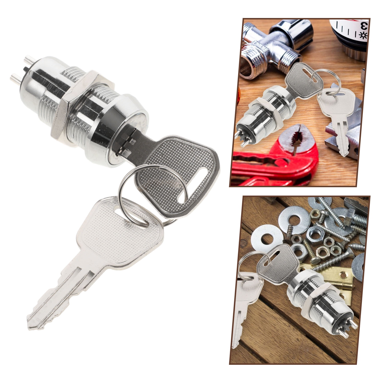 WASHWEPE Ignition Switch With Key Replacement Copper Starter Switch For Motorcycle 1 Set